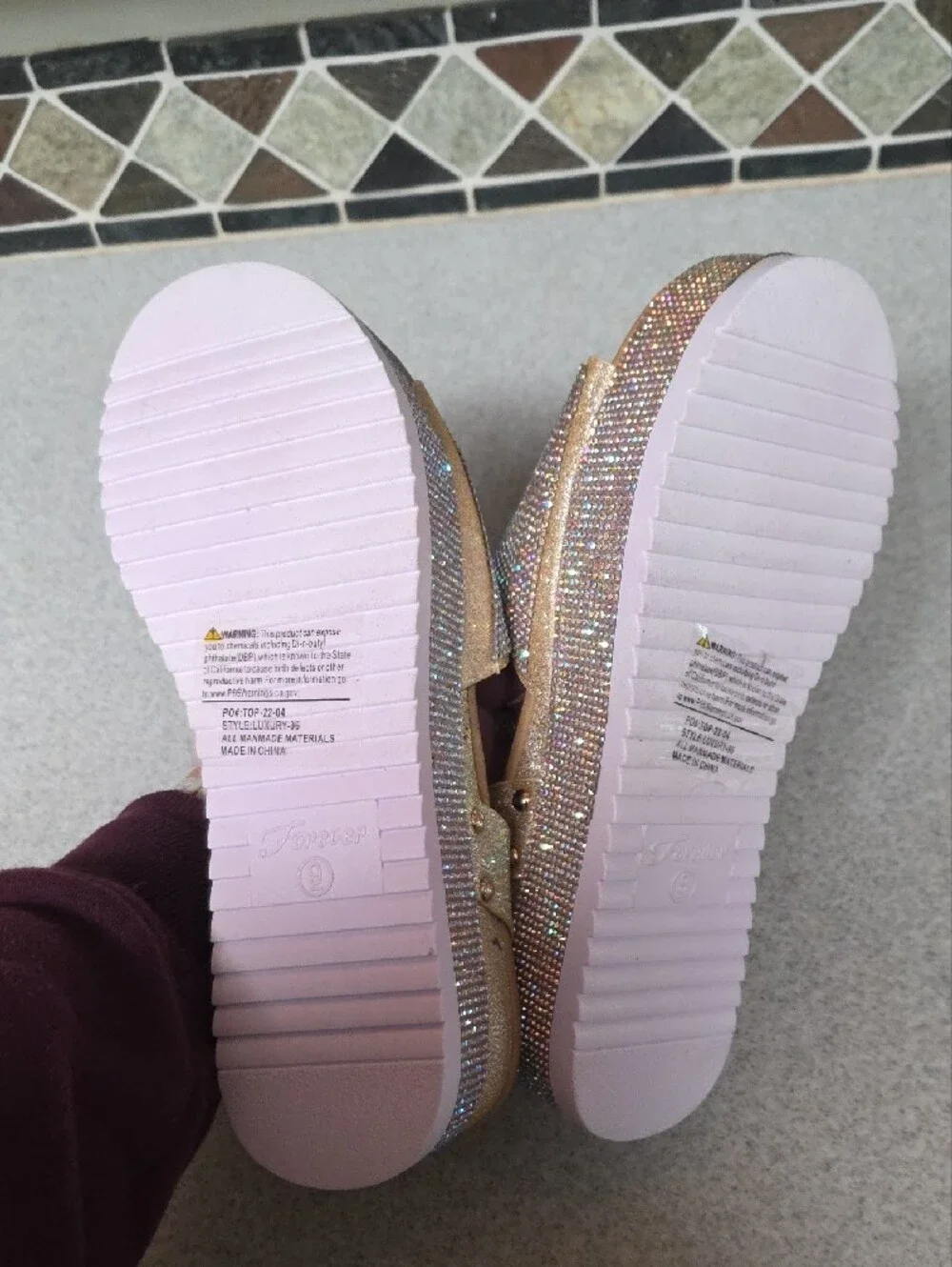 Forever Rose Gold Glitter Rhinestone Ankle-Strap Sandals